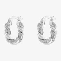 Silver Reflections Womens 18mm Hoop Earrings