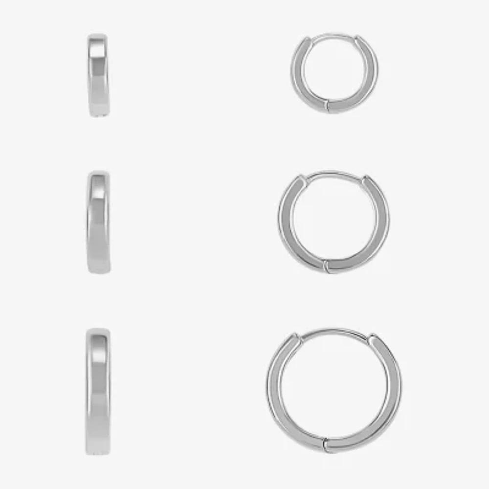 Silver Reflections Womens 3 Pair Earring Set