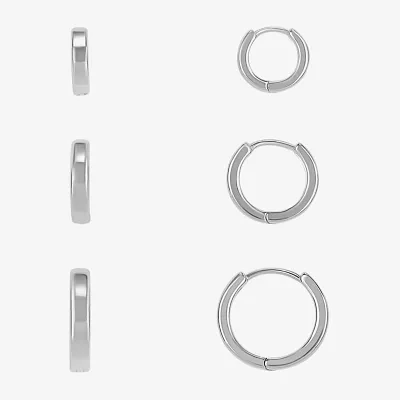 Silver Reflections Womens 3 Pair Earring Set