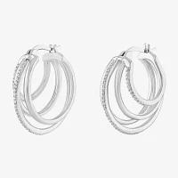 Sparkle Allure Womens White Cubic Zirconia 24mm Hoop Earrings