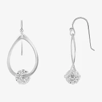 Sparkle Allure Womens White Crystal Pure Silver Over Brass Drop Earrings