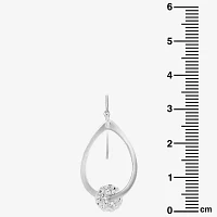 Sparkle Allure Womens White Crystal Pure Silver Over Brass Drop Earrings
