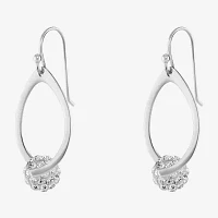 Sparkle Allure Womens White Crystal Pure Silver Over Brass Drop Earrings