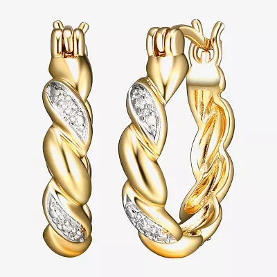 Sparkle Allure Diamond Accent 18K Gold Over Brass Curved Hoop Earrings