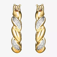 Sparkle Allure Diamond Accent 18K Gold Over Brass Curved Hoop Earrings