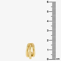 Silver Reflections Triple Row Womens 14K Gold Over Brass 23mm Hoop Earrings