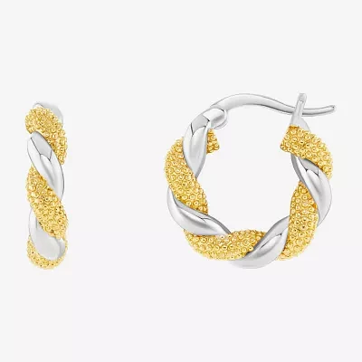 Silver Reflections Twisted Pure Silver Over Brass Hoop Earrings