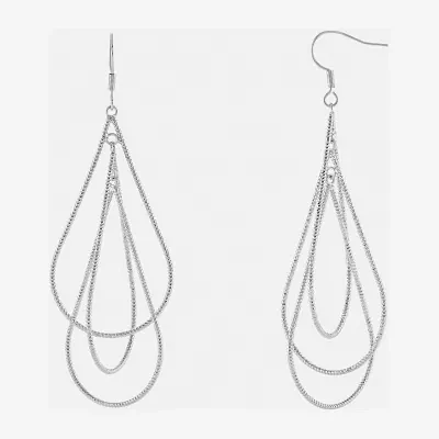 Silver Reflections Orbital Pure Silver Over Brass Drop Earrings