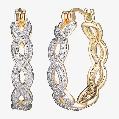 Sparkle Allure Diamond Accent 18K Gold Over Brass Hoop Earrings