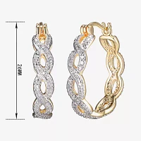 Sparkle Allure Diamond Accent 18K Gold Over Brass Hoop Earrings
