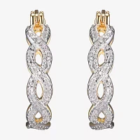 Sparkle Allure Diamond Accent 18K Gold Over Brass Hoop Earrings