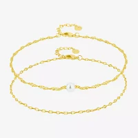 Silver Reflections 2-pc. 14K Gold Over Brass 10 Inch Singapore Ankle Bracelet