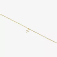 Silver Reflections Gold Tone 14K Gold Over Brass 10 Inch Cross Ankle Bracelet