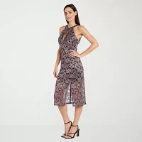 R & M Richards Womens Lace Sleeveless Midi Sheath Dress