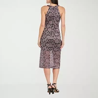 R & M Richards Womens Lace Sleeveless Midi Sheath Dress