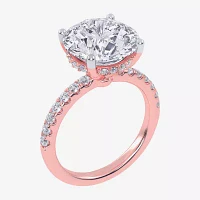 (G-H / Si1-Si2) Womens 5 1/2 CT. T.W. Lab Grown White Diamond 14K Gold Round Side Stone Engagement Ring