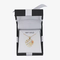 "Mama" Womens 10K Tri-Color Gold Heart 18 Inch Pendant Necklace
