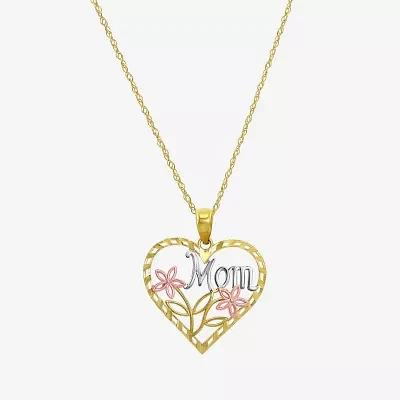 Womens 10K Tri-Color Gold Heart Pendant Necklaces