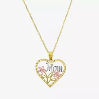 Womens 10K Tri-Color Gold Heart Pendant Necklaces