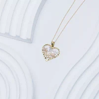 Womens 10K Tri-Color Gold Heart Pendant Necklaces