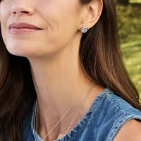 Silpada Cubic Zirconia Sterling Silver 12.1mm Round Stud Earrings