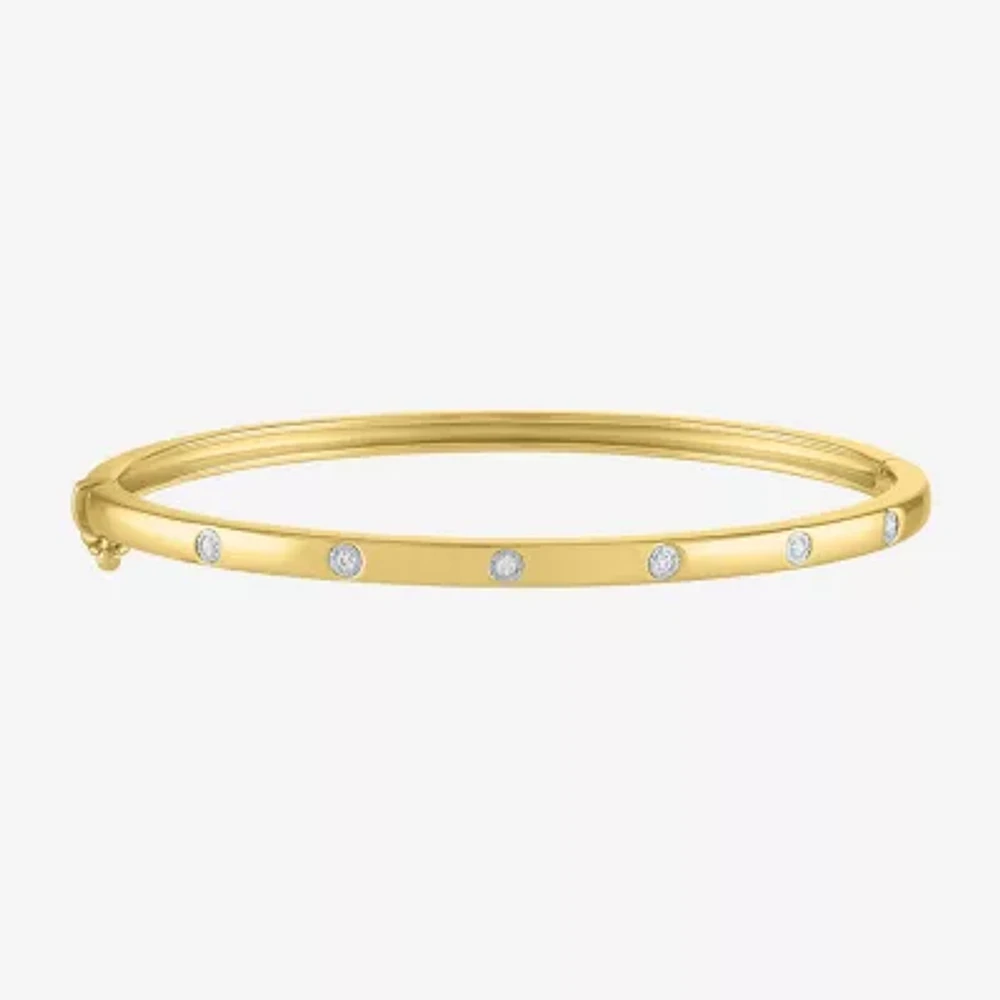 Diamond Addiction (G-H / I1-I2) 1/10 CT. T.W. Lab Grown White Sterling Silver or 14K Gold Over Bangle Bracelet