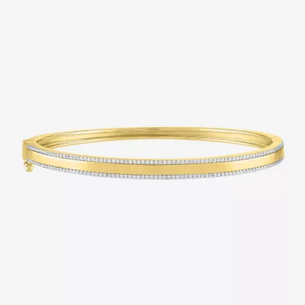 Diamond Addiction (G-H / Si2-I1) 1/2 CT. T.W. Lab Grown White Diamond 14K Gold Over Silver Bangle Bracelet