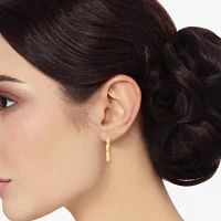Crystal 24K Gold Over Silver 28.3mm Round Hoop Earrings