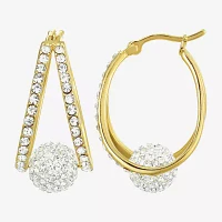 Crystal 24K Gold Over Silver 18.3mm Round Hoop Earrings
