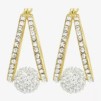 Crystal 24K Gold Over Silver 18.3mm Round Hoop Earrings