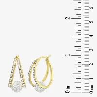 Crystal 24K Gold Over Silver 18.3mm Round Hoop Earrings