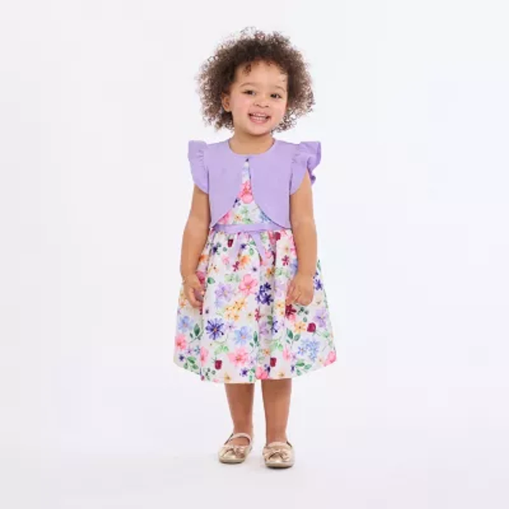 Bonnie Jean Toddler Girls Short Sleeve Flutter 2-pc. Dress Set