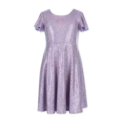 Speechless Big Girls Short Sleeve Flutter A-Line Dress