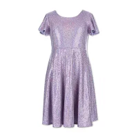 Speechless Big Girls Short Sleeve Flutter A-Line Dress