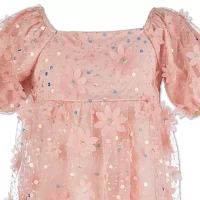 Speechless Little Girls Elbow Sleeve Puffed Babydoll Dress