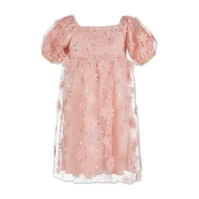 Speechless Little Girls Elbow Sleeve Puffed Babydoll Dress