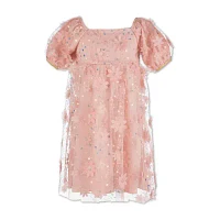 Speechless Little Girls Elbow Sleeve Puffed Babydoll Dress