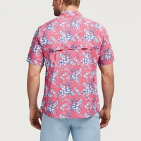 IZOD Mens Sunshield Performance Stretch Fabric Short Sleeve Regular Fit Button-Down Shirt