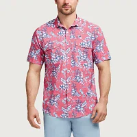 IZOD Mens Sunshield Performance Stretch Fabric Short Sleeve Regular Fit Button-Down Shirt