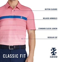 IZOD Swingflex Elite Stripe Mens Regular Fit Short Sleeve Polo Shirt
