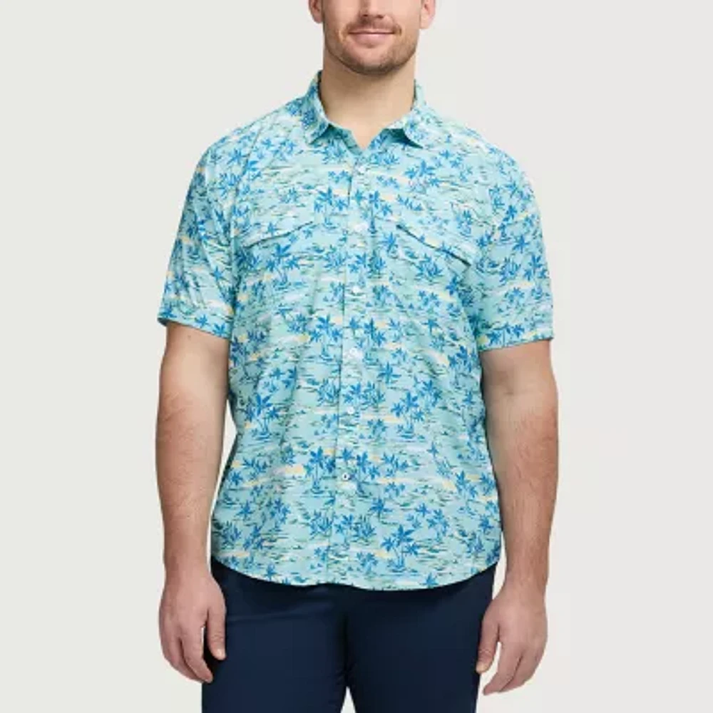 IZOD Big and Tall Mens Classic Fit Short Sleeve Button-Down Shirt