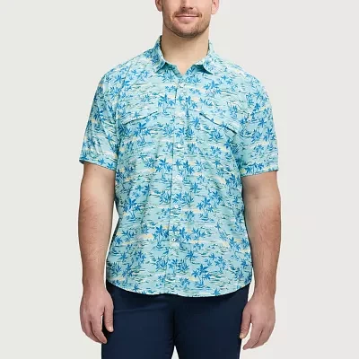 IZOD Big and Tall Mens Classic Fit Short Sleeve Button-Down Shirt