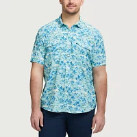 IZOD Big and Tall Mens Classic Fit Short Sleeve Button-Down Shirt