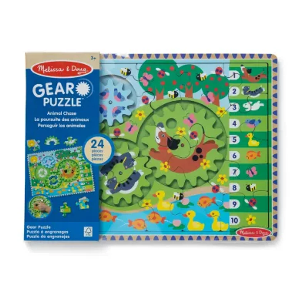 Melissa & Doug Animal Chase I-Spy Wooden Gear Puzzle 24-pc. Puzzle