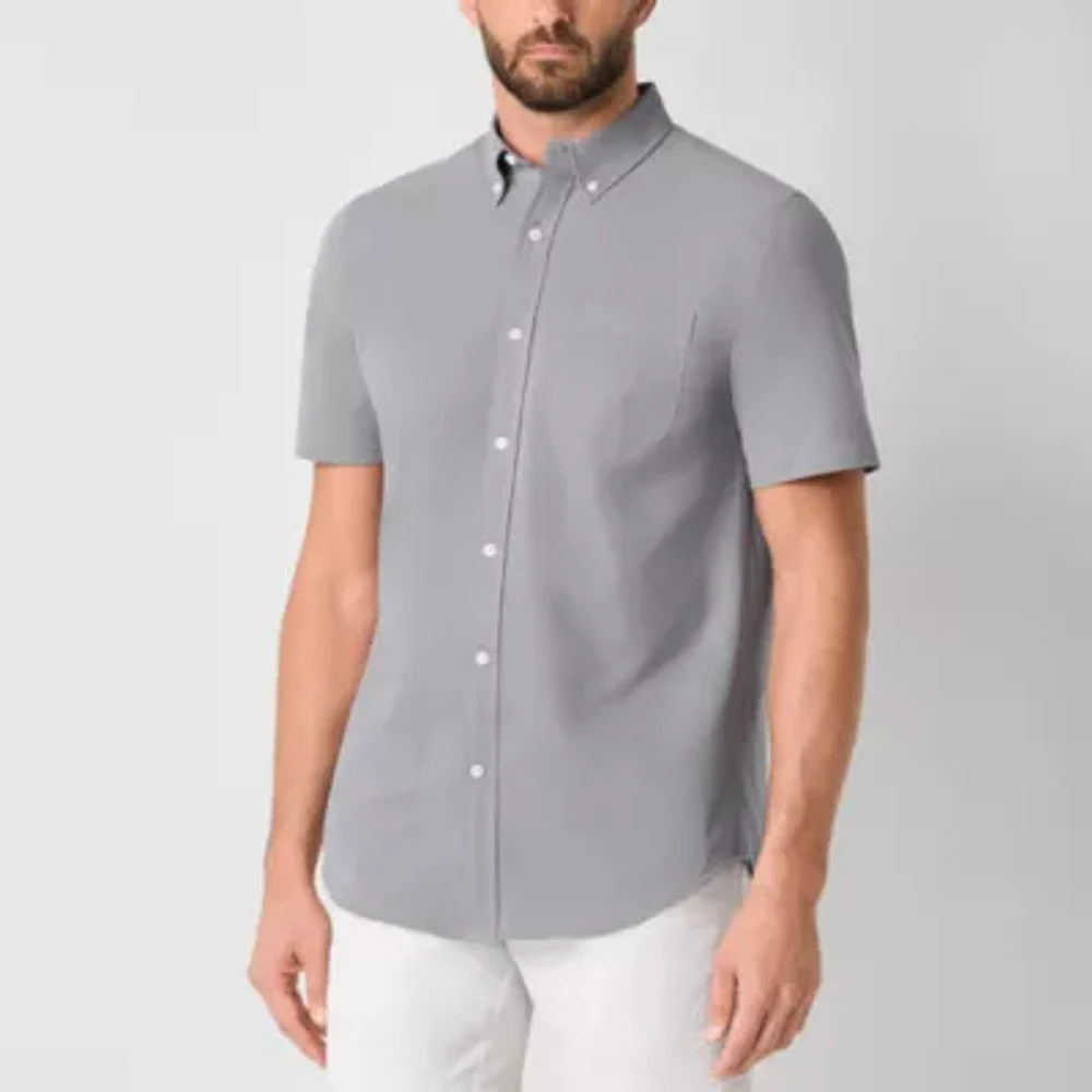 St. John's Bay Breathable Performance Mens Classic Fit Short Sleeve Button-Down Shirt