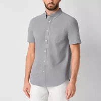 St. John's Bay Breathable Performance Mens Classic Fit Short Sleeve Button-Down Shirt