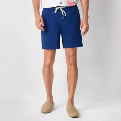 St. John's Bay Poplin Mens 8" Stretch Fabric Drawstring Waist Deck Short