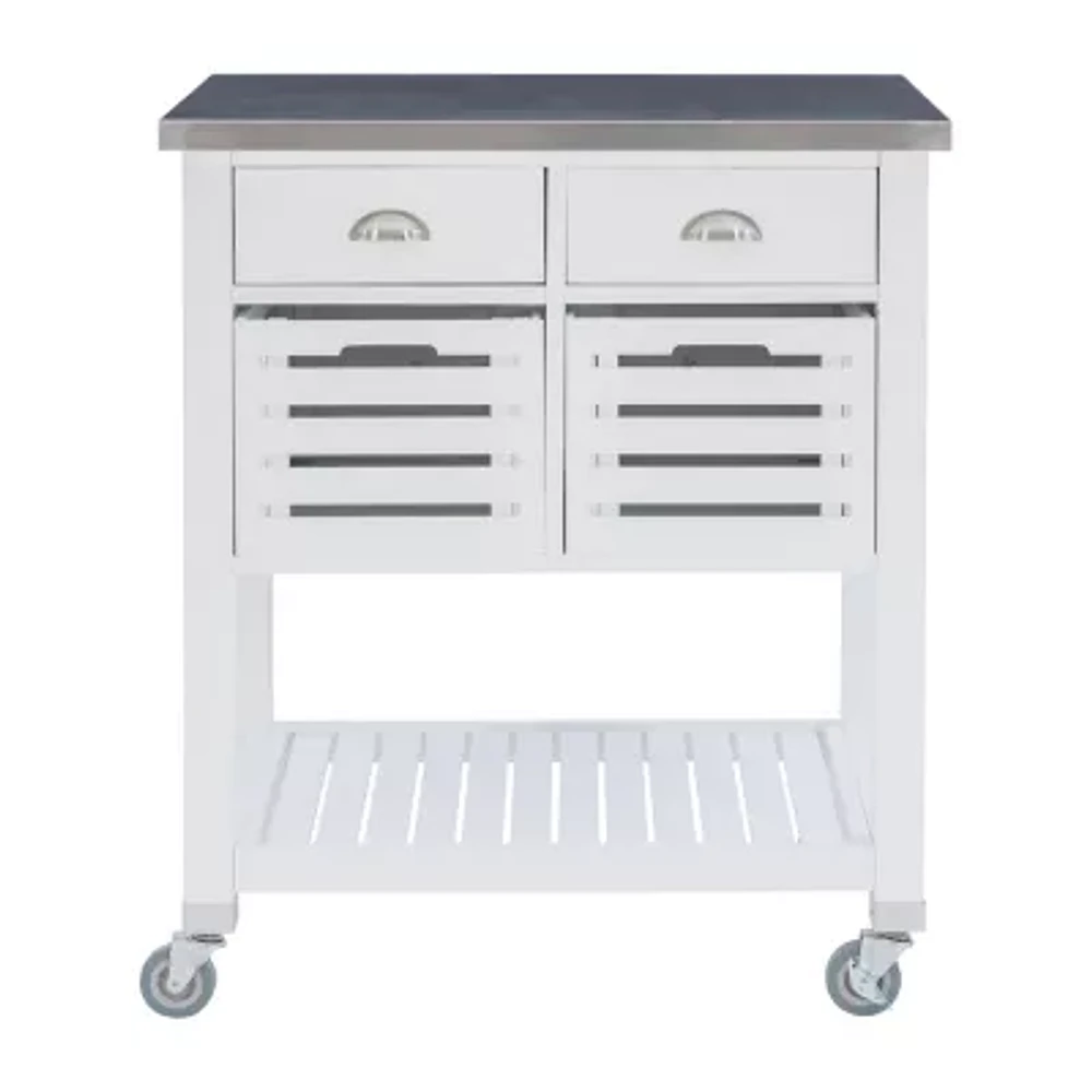 Robbin Stainless Steel-Top Kitchen Cart