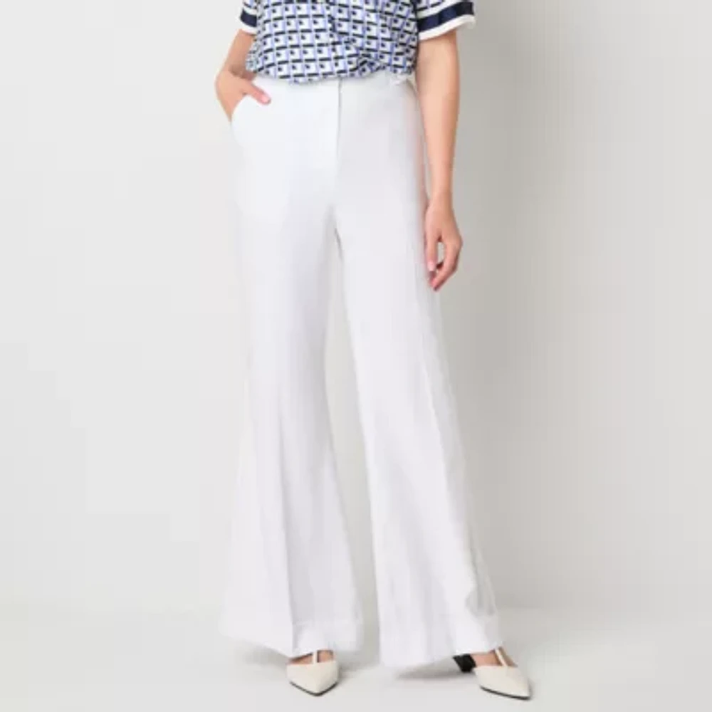 Worthington Womens Regular Fit Wide Leg Trouser