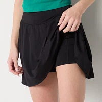 Xersion Womens Assymetrical Pleated Quick Dry Knit Skort